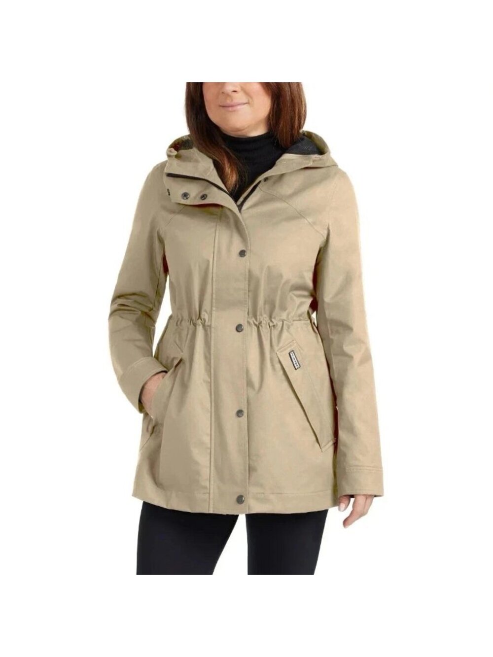 NWT Hunter Women's S Water-Resistant Cotton Smock Rain Jacket Tan Almond